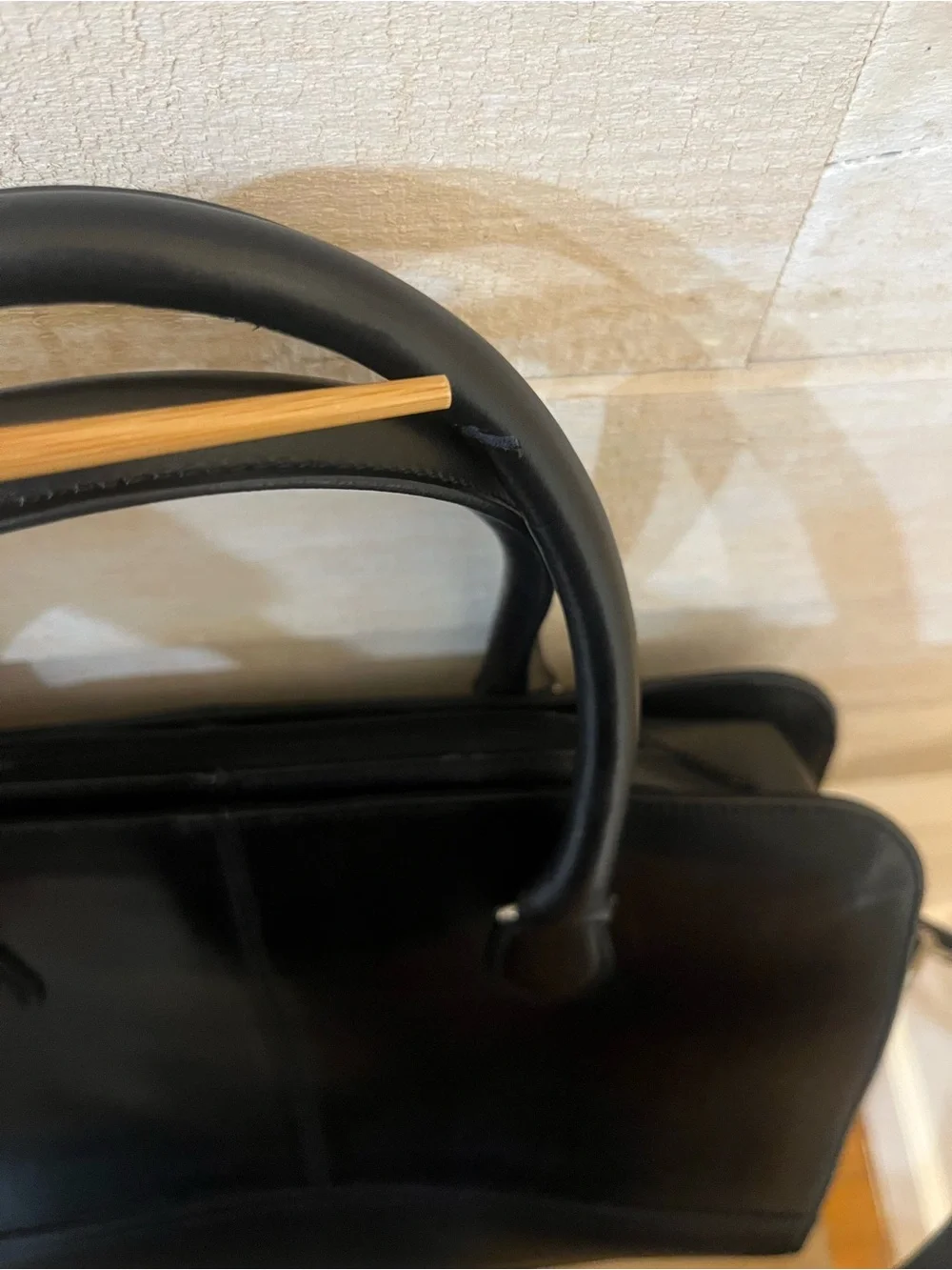 Su.B Structured Black Genuine Leather Satchel Messenger Bag Laptop Bag